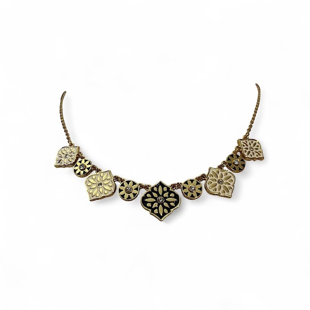 Kate Spade New York Enamel Moroccan Tile Statement Necklace Gold Tone - Picture 1 of 5